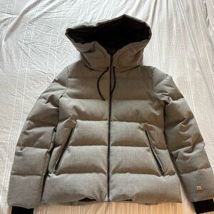 Women's Hooded Puffer Jacket in Light Gray - Classic Winter Coat